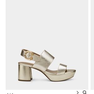 Aerosoles Block Heel 9.5M 3” heel CAMERA gold metallic leather.Block Heel